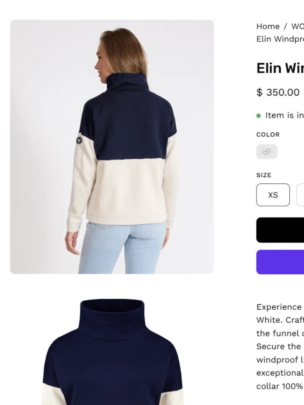 Holebrook Windproof Elin Pullover in Navy Blue/Grey - Picture 3 of 3